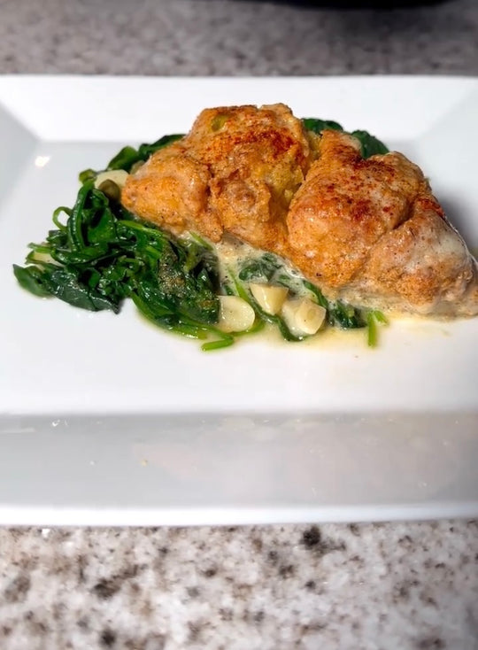 Fish with creamed spinach