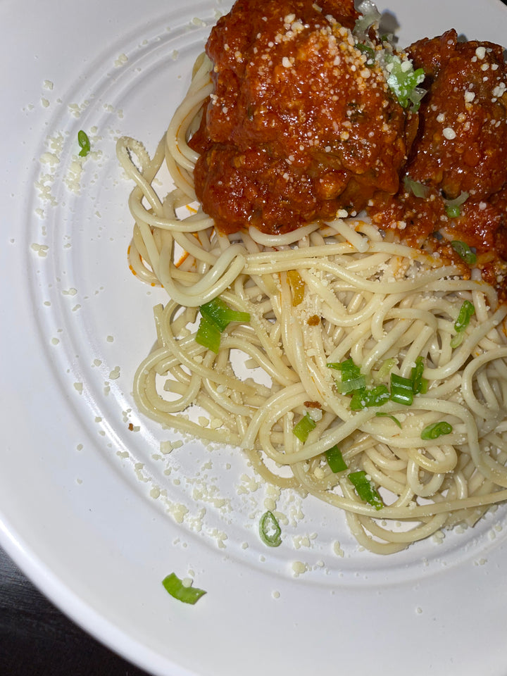 Spaghetti and Pili Pili Meatballs