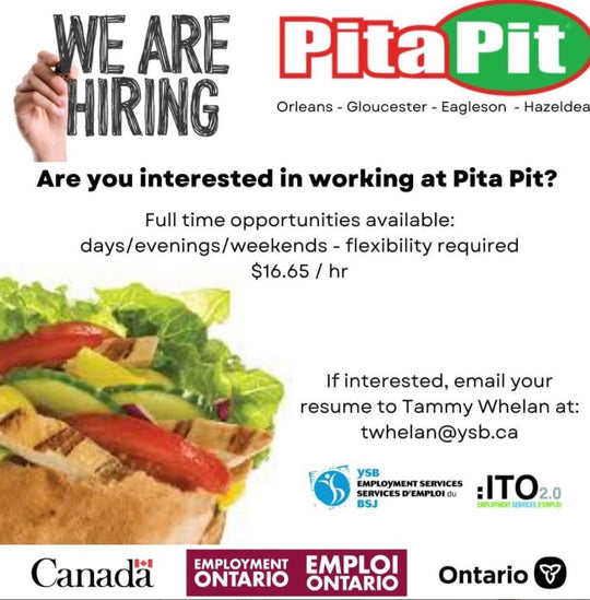 Are you interested in working at Pita Pit? Orleans - Gloucester - Eagleson - Hazeldean