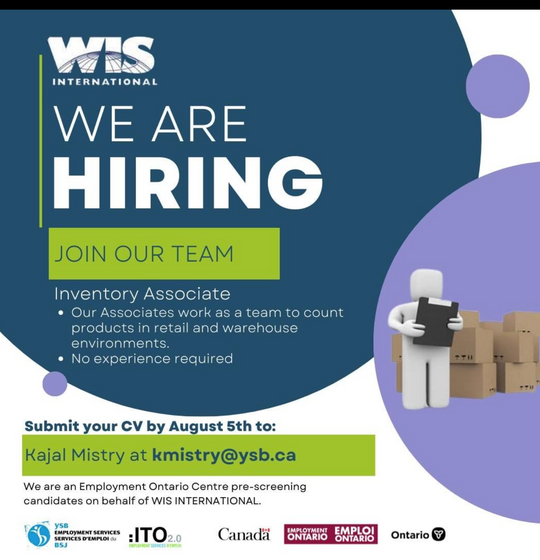 WIS International are hiring Inventory Associates Deadline: August 5!