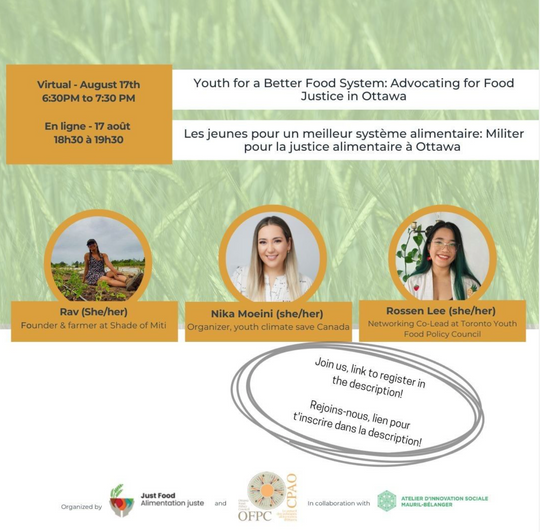 Youth for Better Food System: Advocating for Food Justice in Ottawa August 17